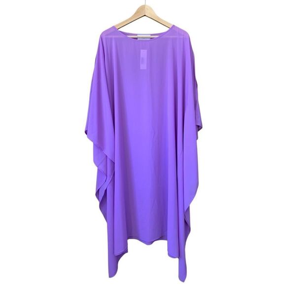 RENEE C. Semi Sheer Asymmetric Midi‎ Caftan Dress in Lavender Size S - Picture 3 of 12